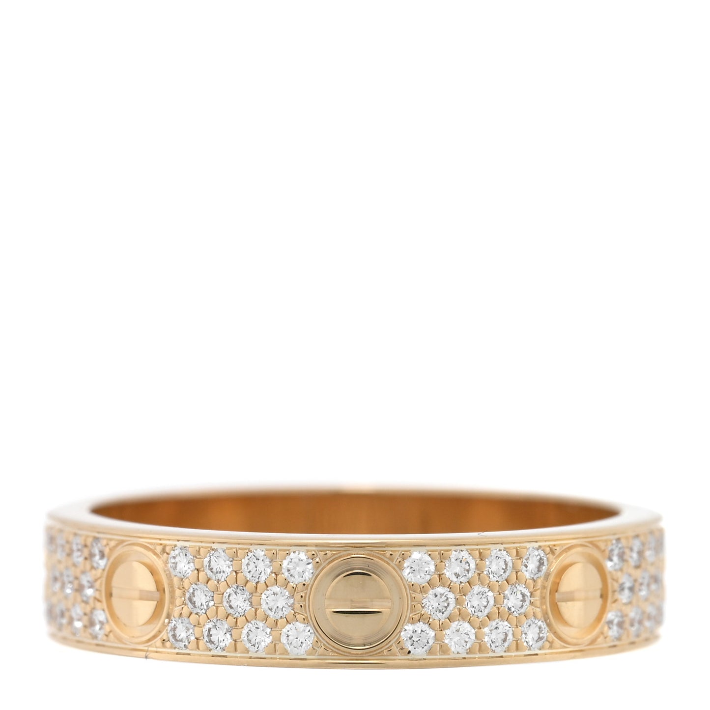 18K Yellow Gold Diamond 4mm LOVE Wedding Paved Band Ring 51 5.75