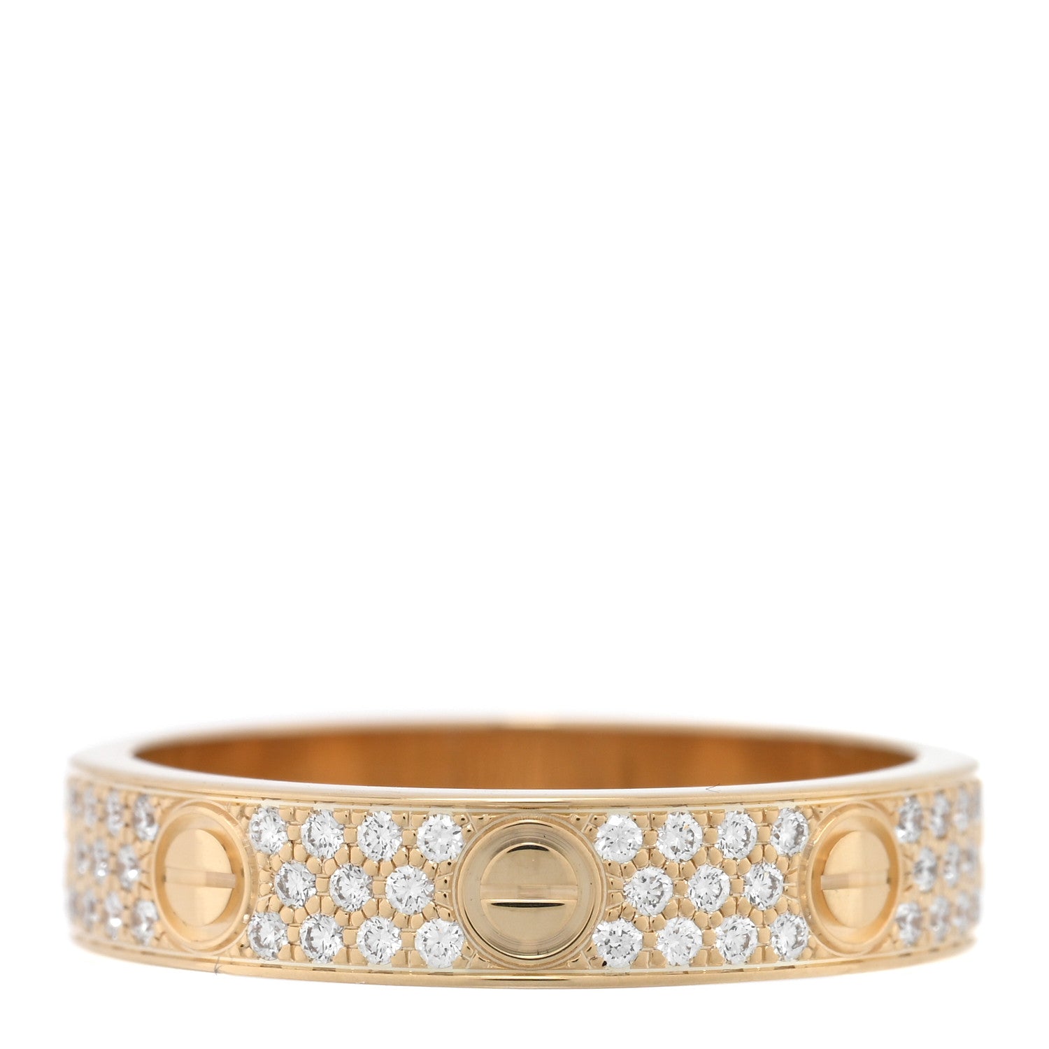 Cartier 18K Yellow Gold Diamond 4mm LOVE Wedding Paved Band Ring 51 5.75 3 of 5