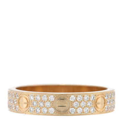 Cartier 18K Yellow Gold Diamond 4mm LOVE Wedding Paved Band Ring 51 5.75 3 of 5