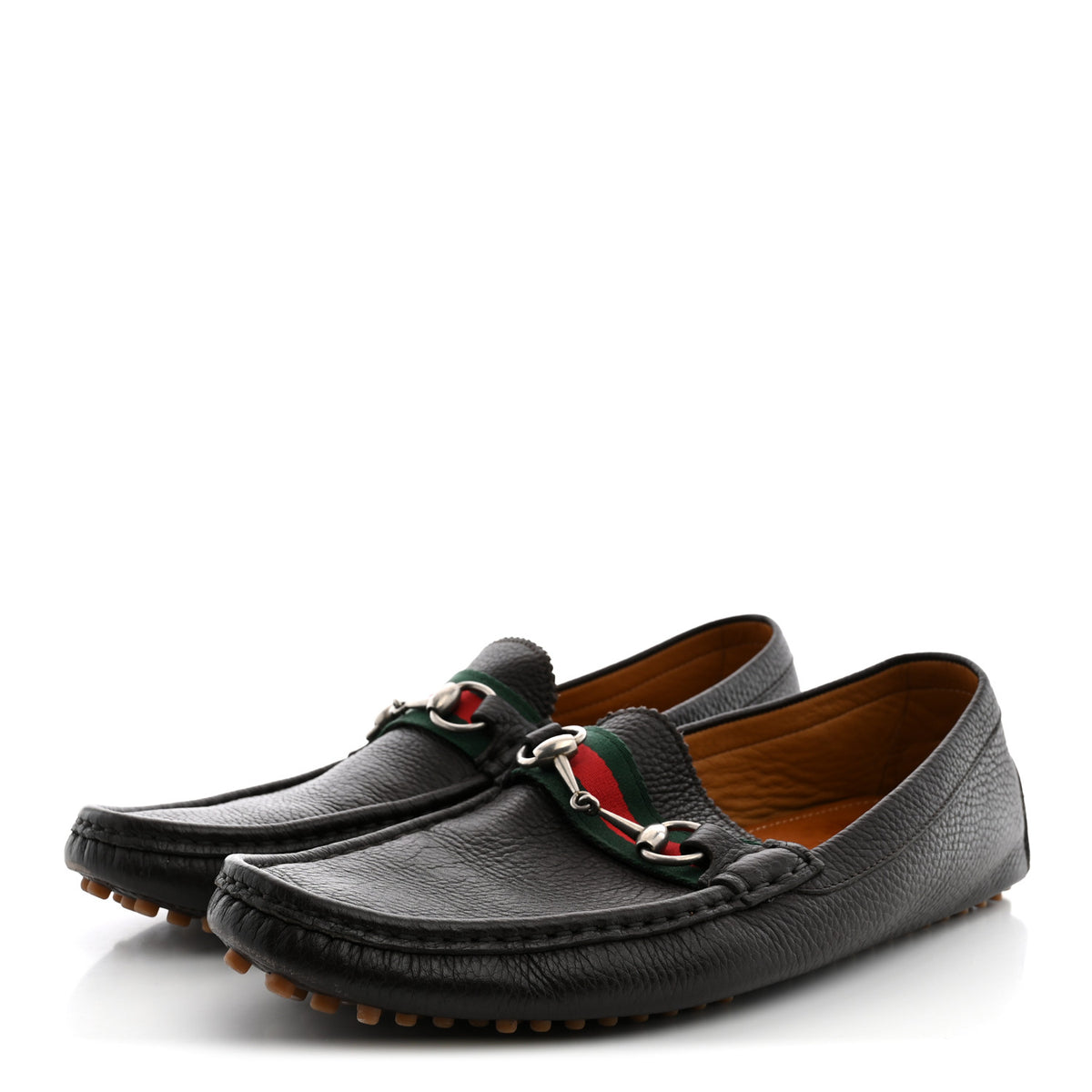Gucci Road Calfskin Web Mens Horsebit Driver Loafers 10.5 Cocoa 4 of 11