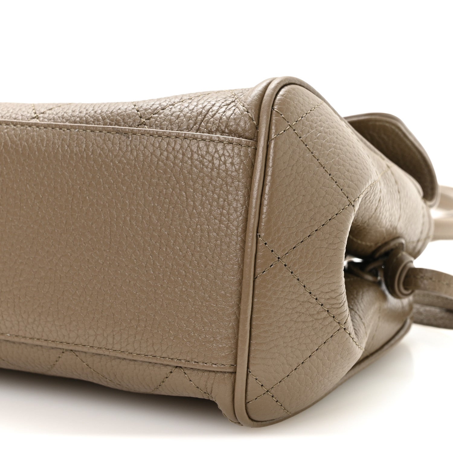 Chanel Grained Calfskin Stitched Urban Essentials Small Shopping Bag Dark Khaki 10 of 11