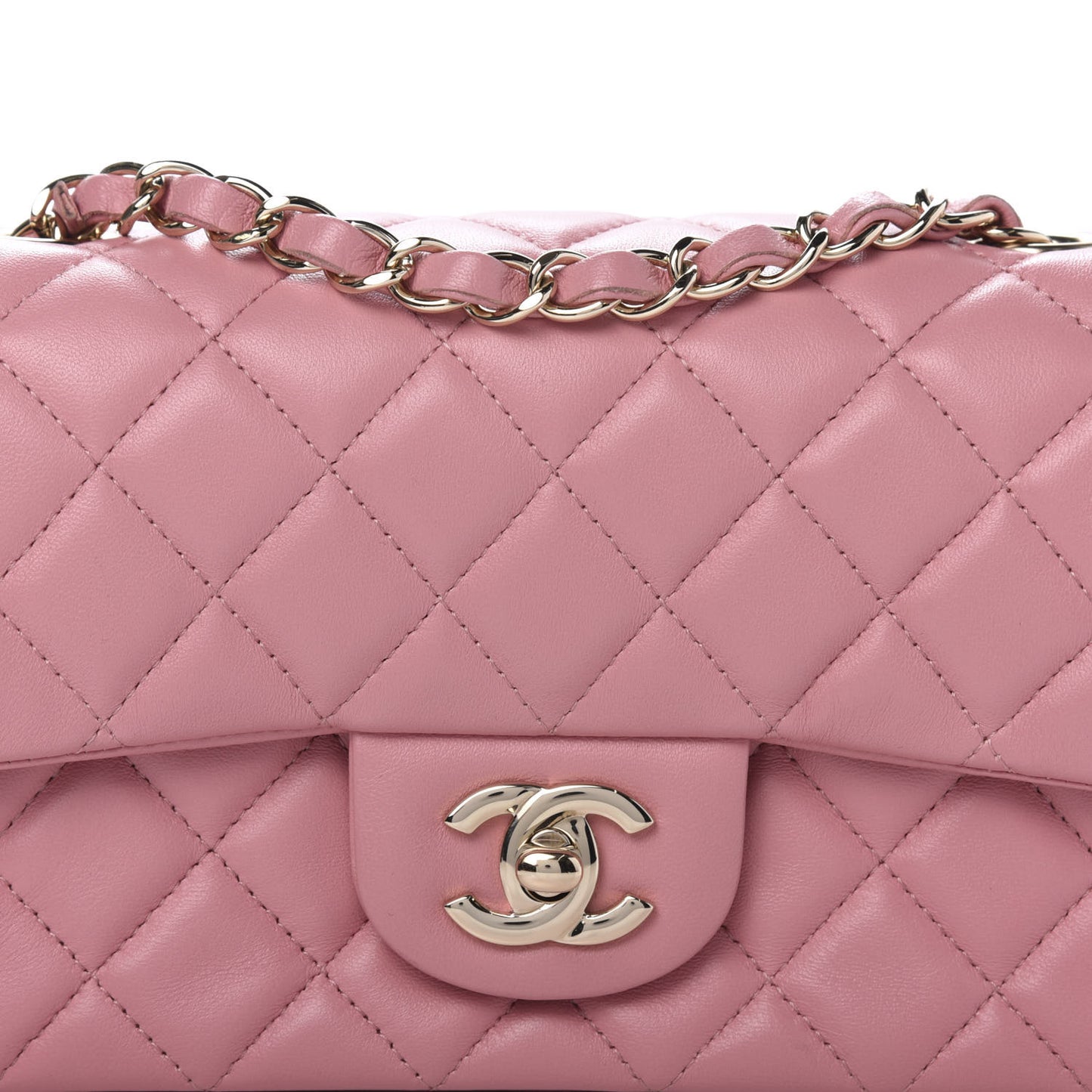 Lambskin Quilted Mini Rectangular Flap Pink