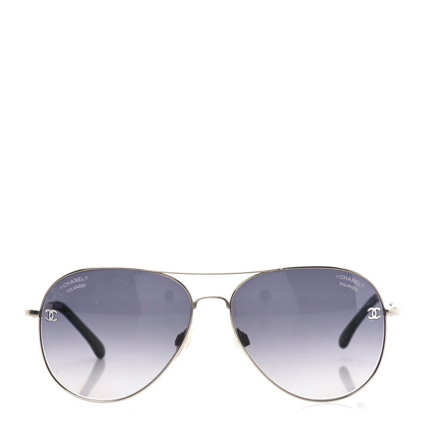 Metal Polarized CC Aviator Sunglasses 4189-T-Q Silver