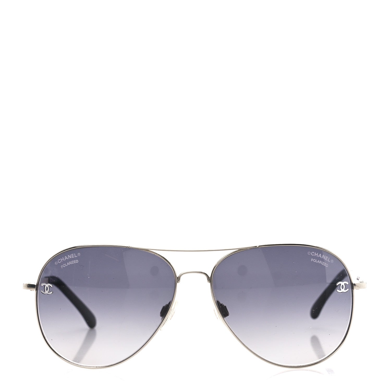 Chanel Metal Polarized CC Aviator Sunglasses 4189-T-Q Silver 2 of 8