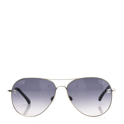 Chanel Metal Polarized CC Aviator Sunglasses 4189-T-Q Silver 2 of 8