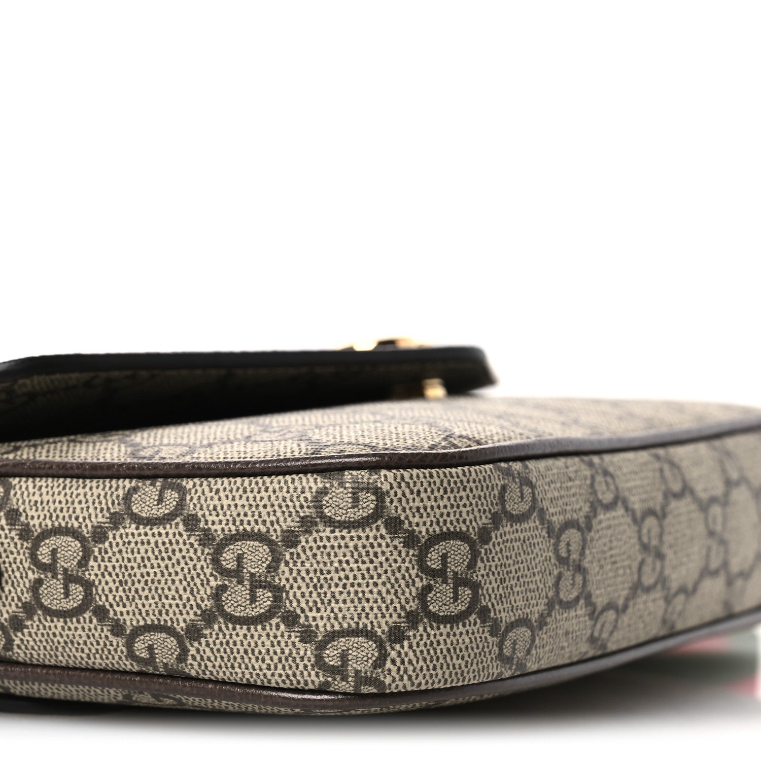 Gucci GG Supreme Monogram Textured Dollar Calfskin Web Mini Ophidia Envelope Shoulder Bag Beige Ebony New Acero 9 of 11