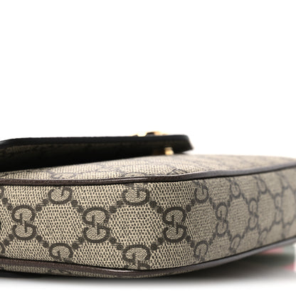 Gucci GG Supreme Monogram Textured Dollar Calfskin Web Mini Ophidia Envelope Shoulder Bag Beige Ebony New Acero 9 of 11