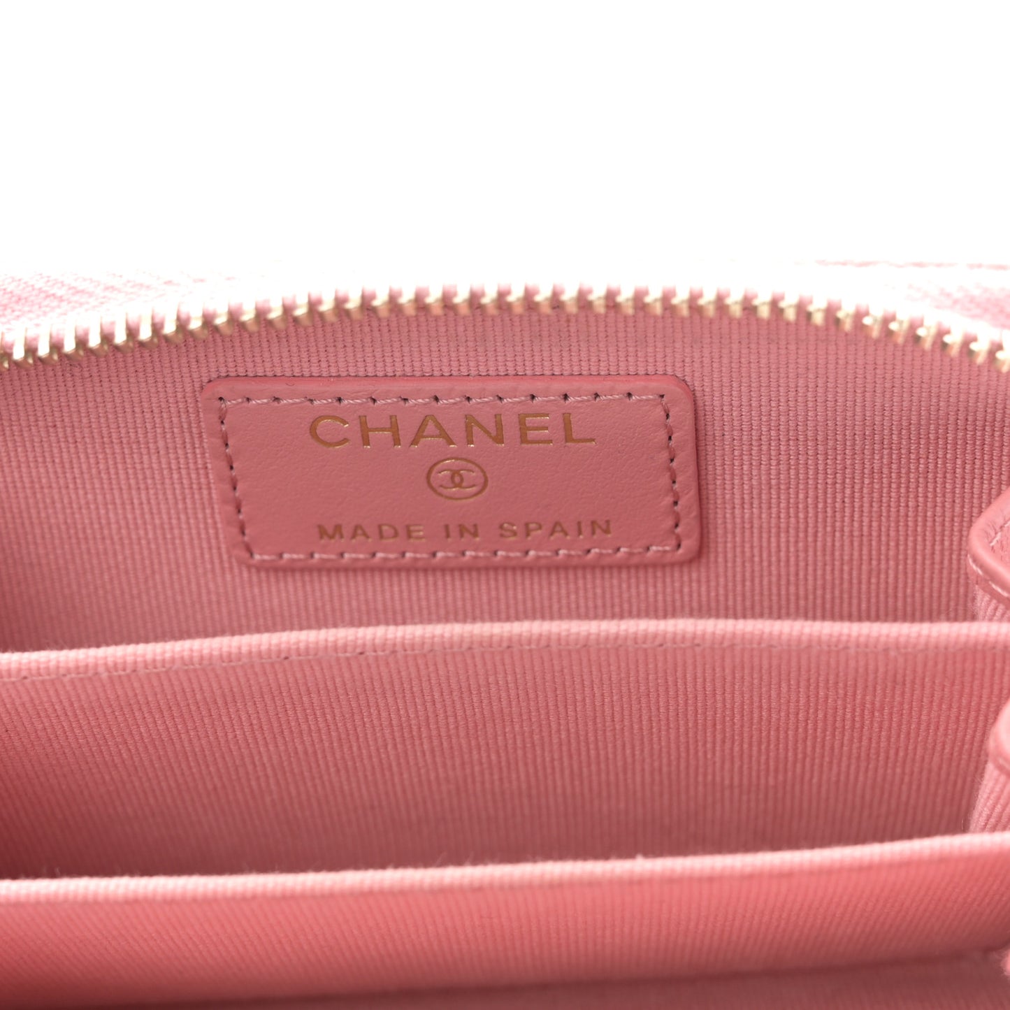 Caviar Quilted Zip Coin Purse Pink