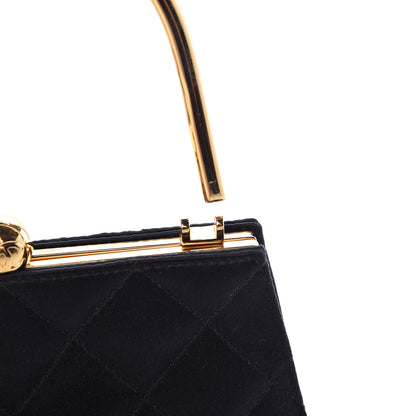 Chanel Satin Quilted Evening Bag Black 15 of 16