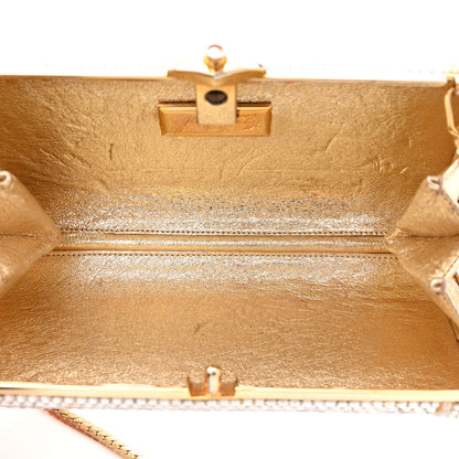 Judith Leiber Swarovski Crystal Pearl Floral Minaudiere Clutch Gold Multicolor 6 of 13