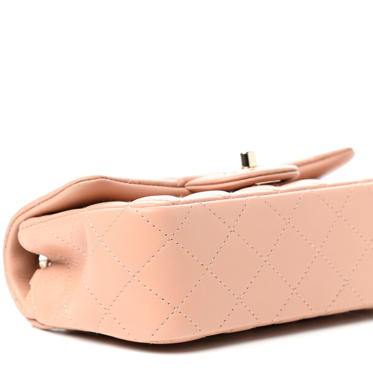 Lambskin Quilted Mini Rectangular Flap Beige