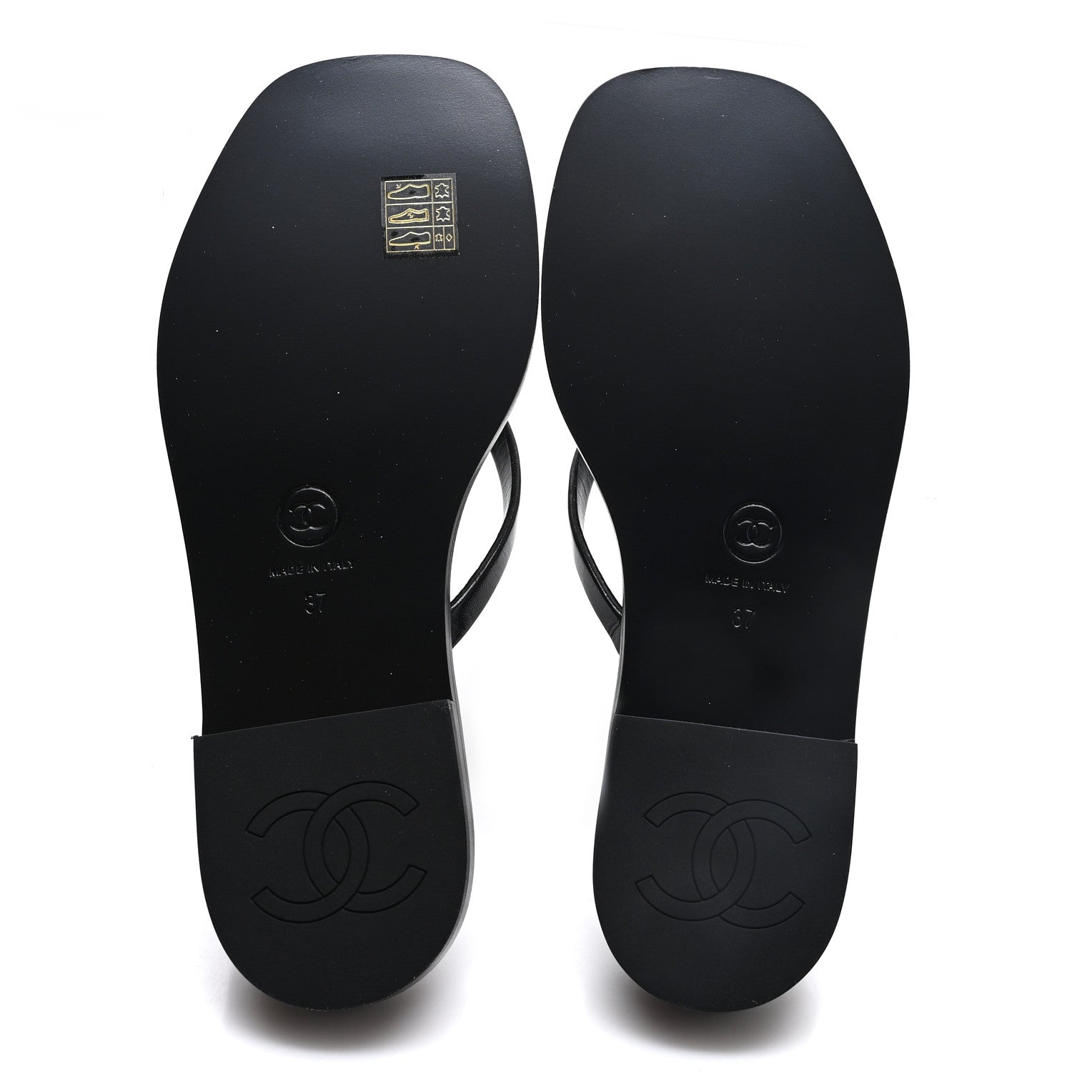 Chanel Goatskin CC Times Square Thong Sandals 37 Black 6 of 10