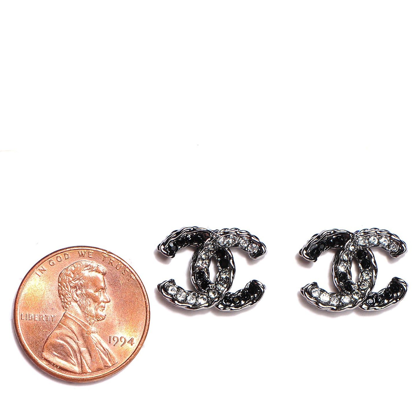 Crystal CC Earrings Ruthenium Black