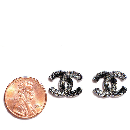 Chanel Crystal CC Earrings Ruthenium Black 2 of 5