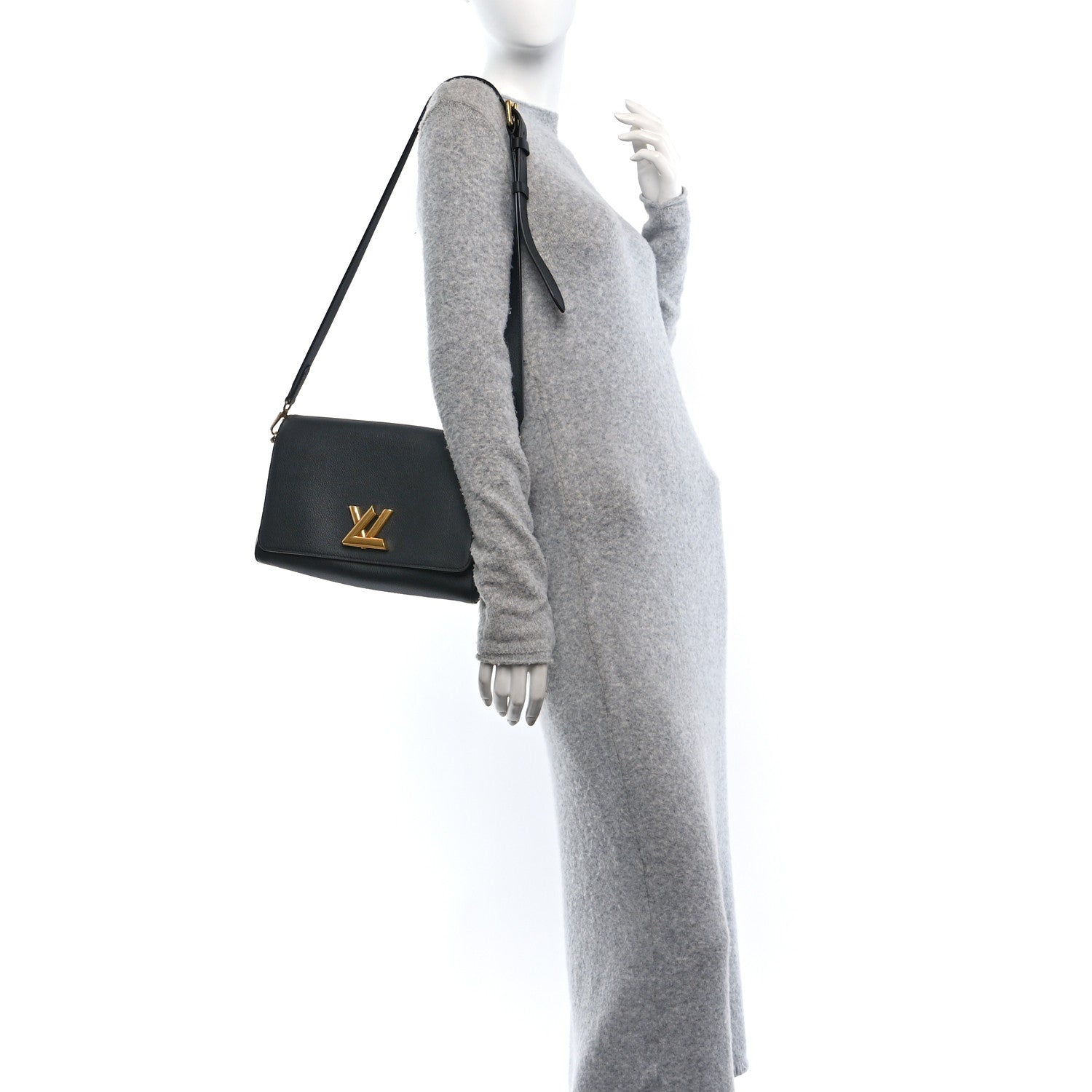 Louis Vuitton Calfskin Soft Twist Shoulder Bag Black 3 of 10