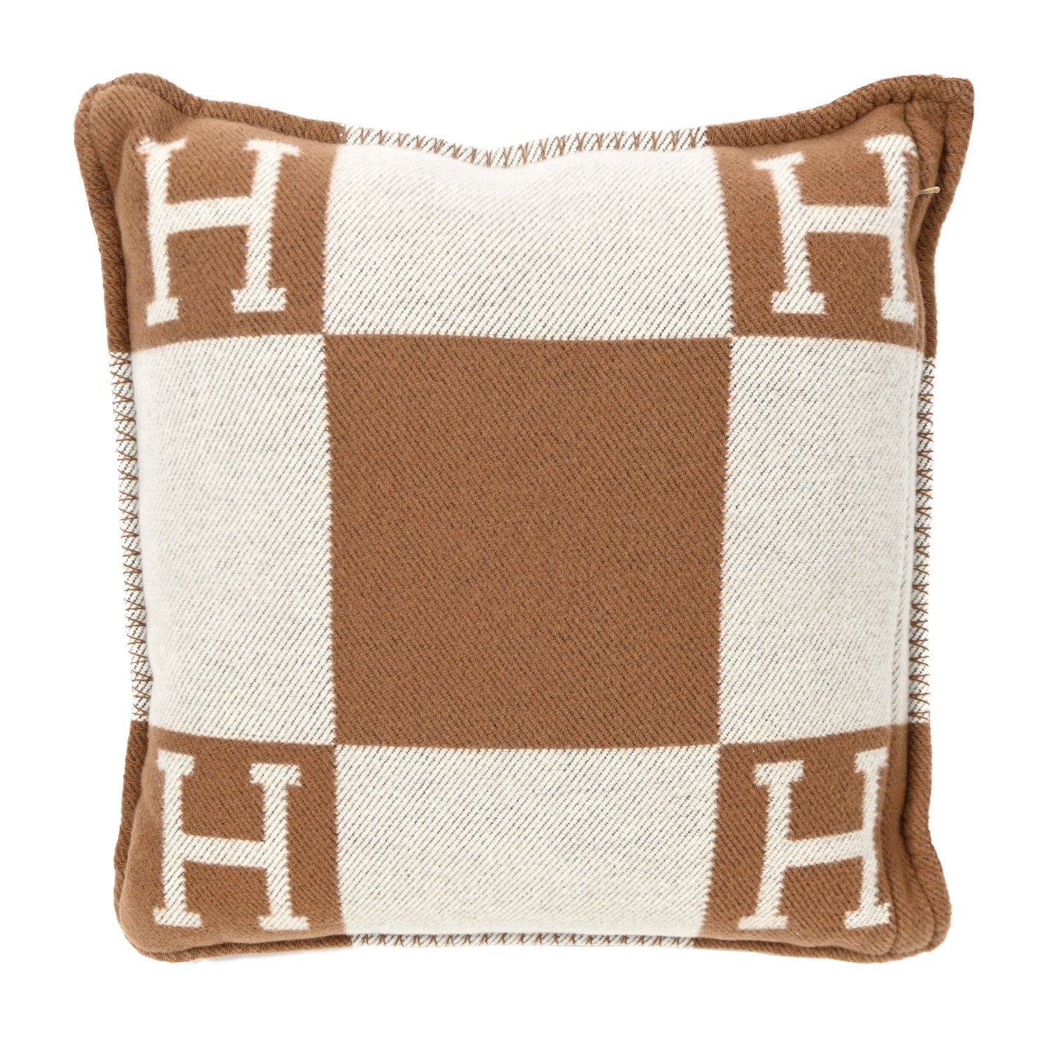 Hermes Wool Cashmere Avalon Pillow PM Ecru Camel 2 of 3
