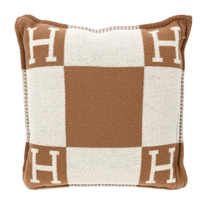 Hermes Wool Cashmere Avalon Pillow PM Ecru Camel 2 of 3