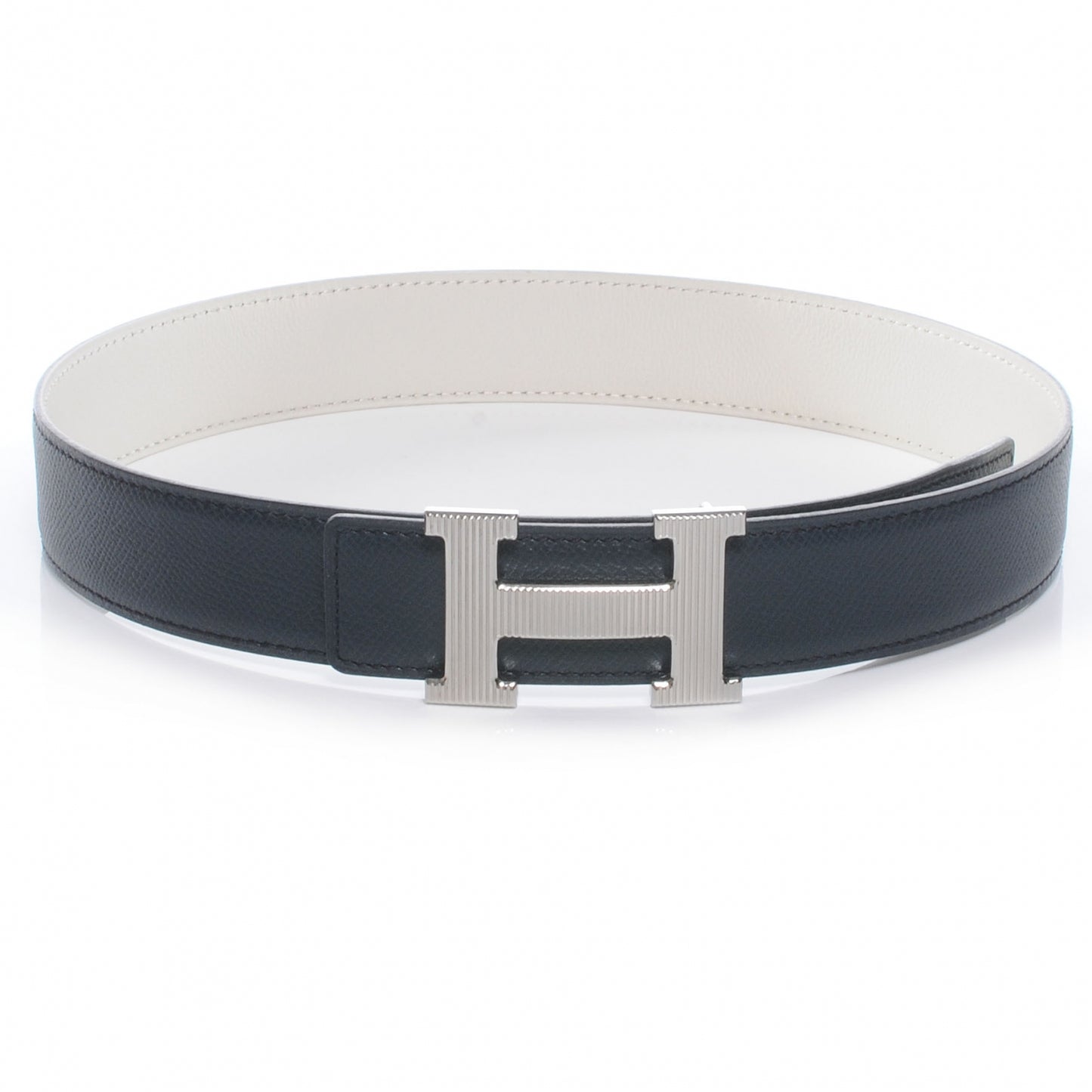 Courchevel Swift Reversible Constance 32mm H Belt Indigo and Blanc 65