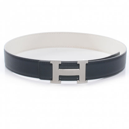 Hermes Courchevel Swift Reversible Constance 32mm H Belt Indigo and Blanc 65 1 of 5