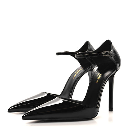 Saint Laurent Patent Avenue 110 Ankle Strap Pointed Pumps 36 Black 3 of 9
