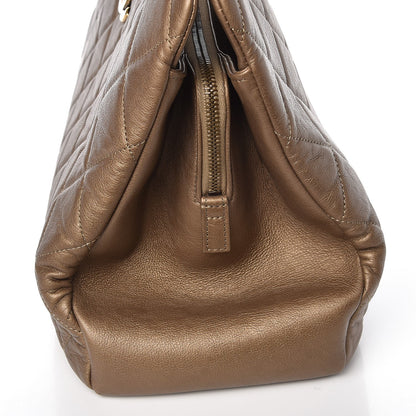 Chanel Metallic Calfskin Quilted Large CC Crown Tote Gold 8 of 14