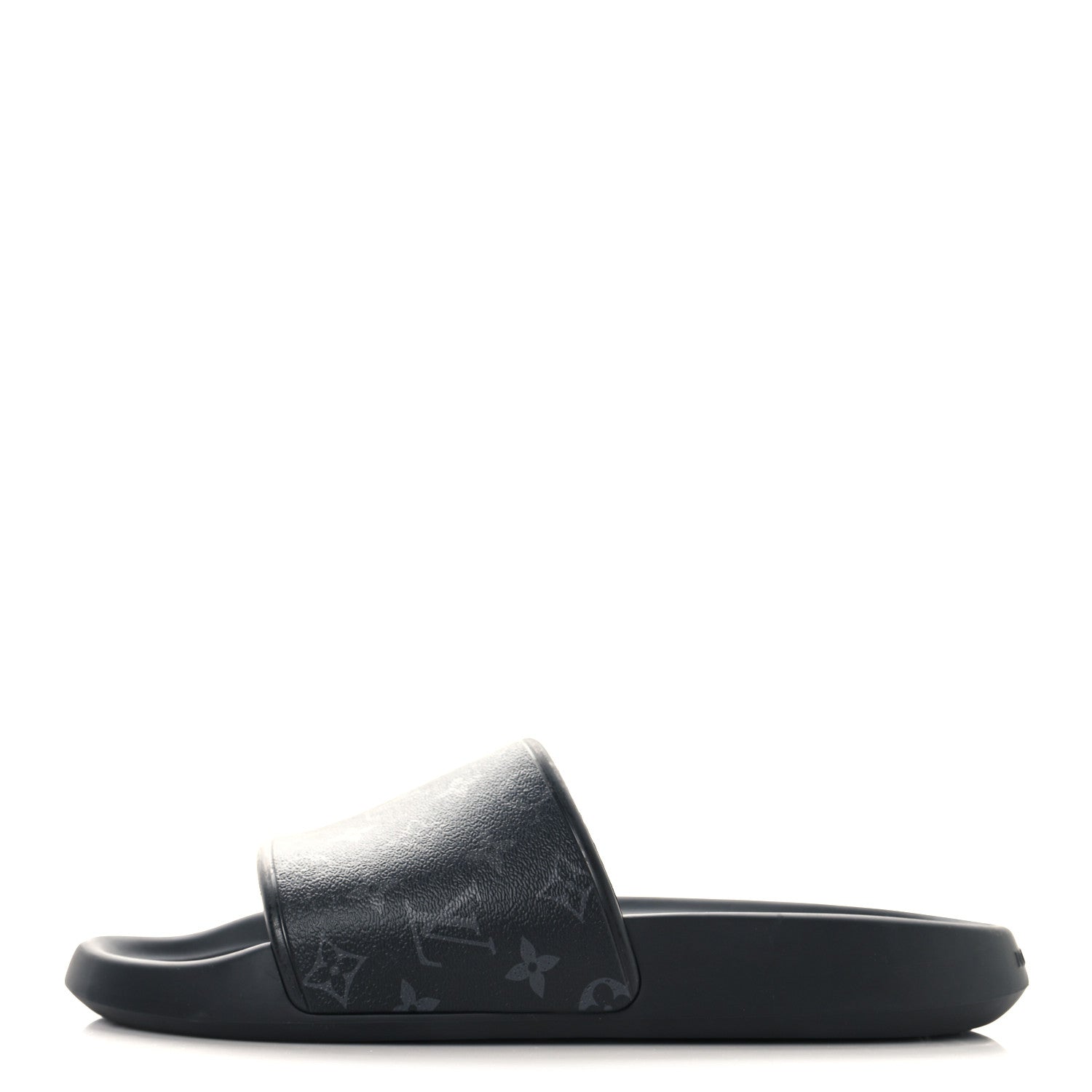 Louis Vuitton Rubber Monogram Eclipse Mens Waterfront Mules 12 Black 1 of 8