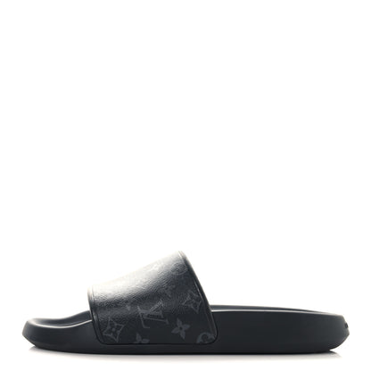 Louis Vuitton Rubber Monogram Eclipse Mens Waterfront Mules 12 Black 1 of 8