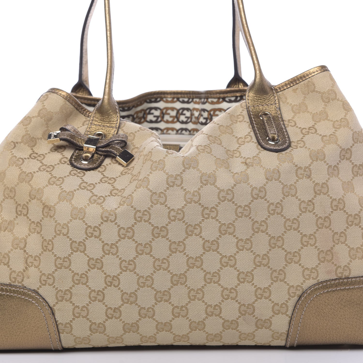 Gucci Monogram Large Princy Tote Gold 9 of 11