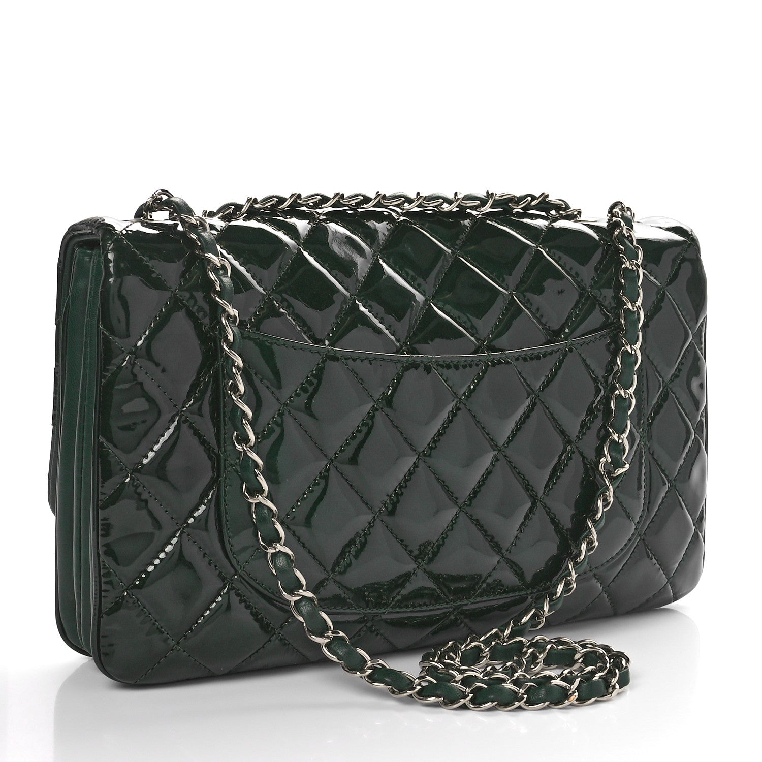 Chanel Patent Quilted 3 Jumbo Flap Dark Green 3 of 10
