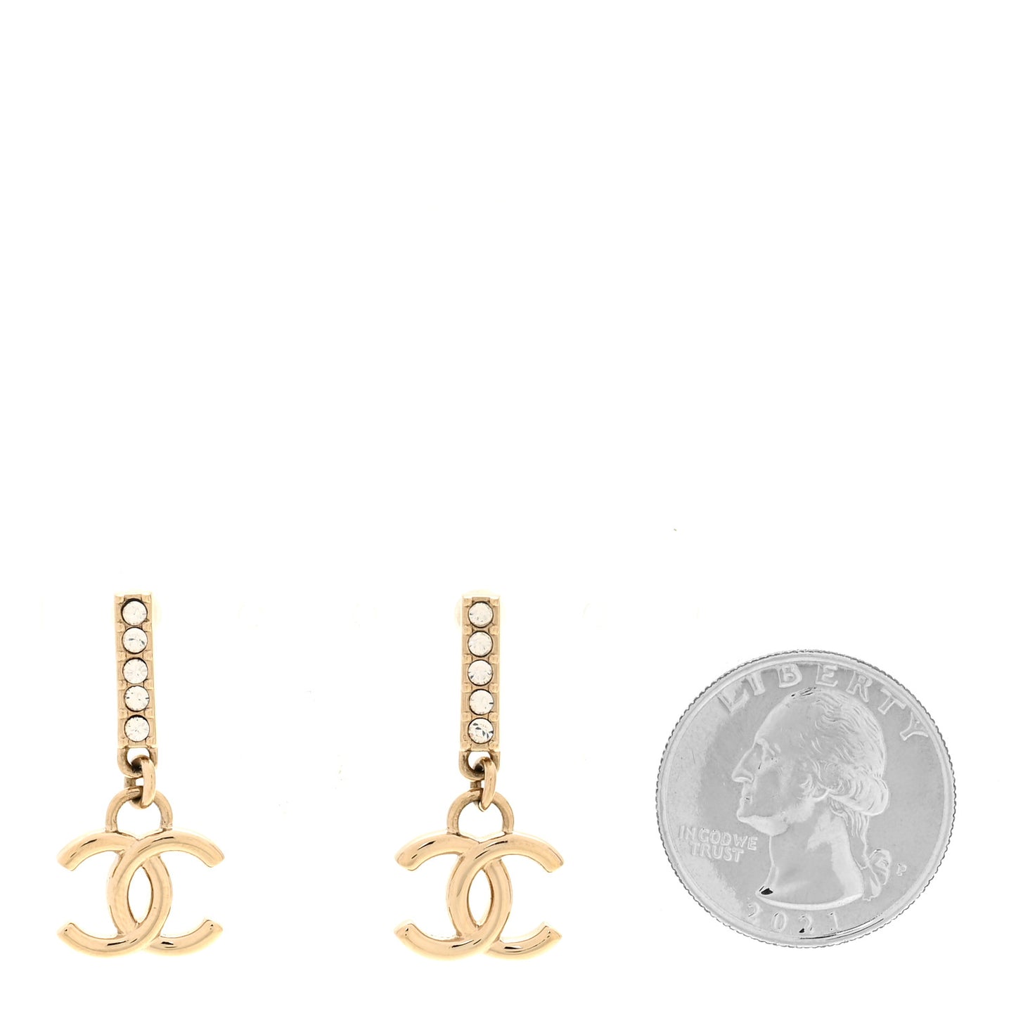 Crystal CC Drop Earrings Gold