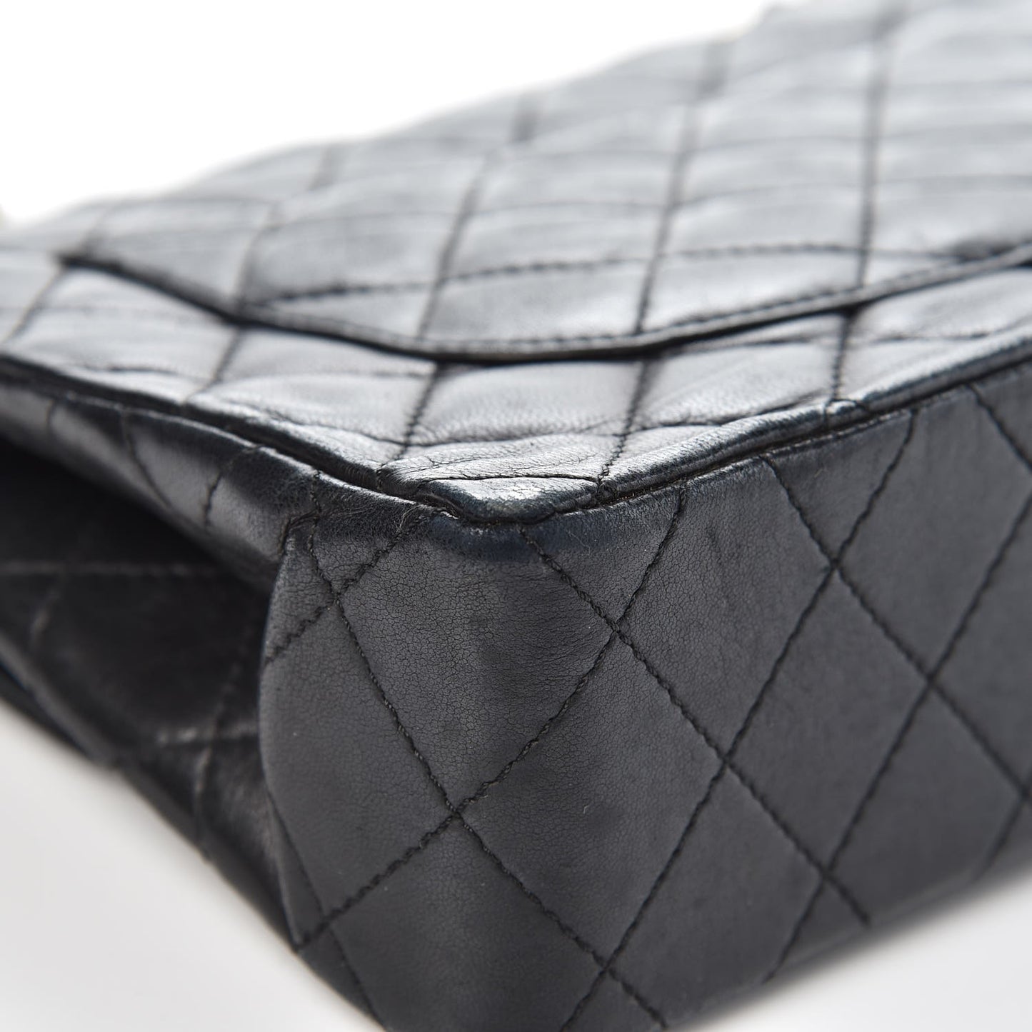 Lambskin Quilted Medium Double Flap Black