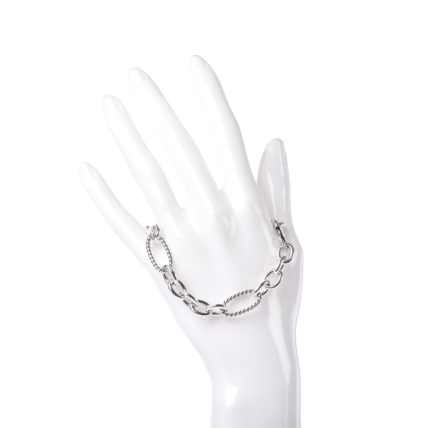 David Yurman Sterling Silver 18K Yellow Gold Figaro Link Bracelet 2 of 5