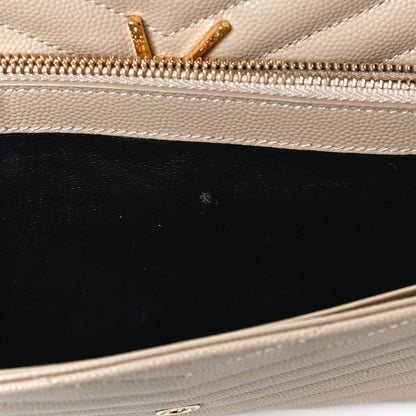 Saint Laurent Grain De Poudre Matelasse Chevron Monogram Chain Wallet Nude Powder 11 of 11