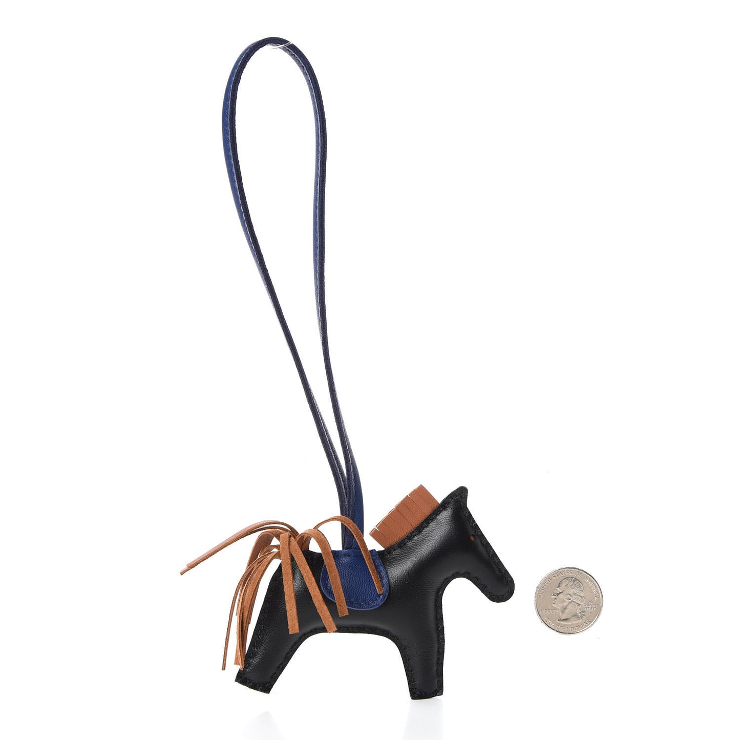 Milo Lambskin Grigri Rodeo Horse Bag Charm PM Black Bleu Encre Gold