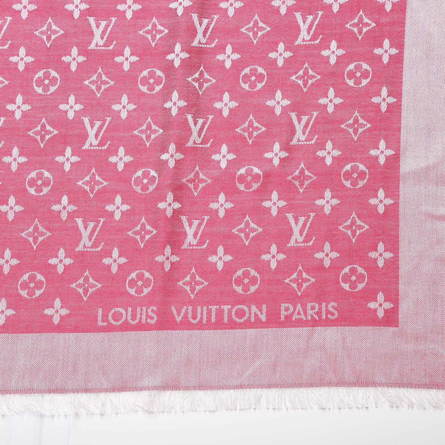 Louis Vuitton Silk Wool Monogram Denim Shawl Pivoine 3 of 4