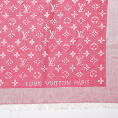 Louis Vuitton Silk Wool Monogram Denim Shawl Pivoine 3 of 4