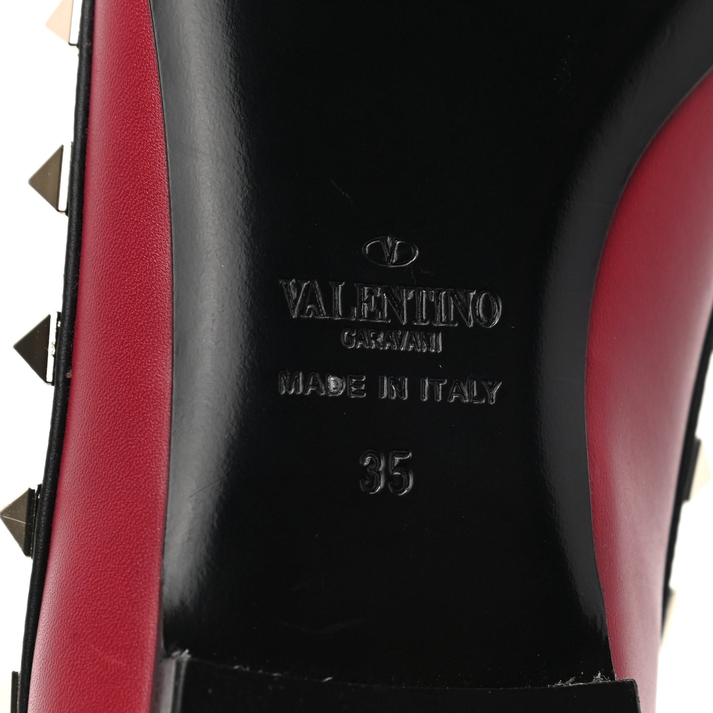 Nappa Rockstud Ballerina Flats 35 Scarlet Black