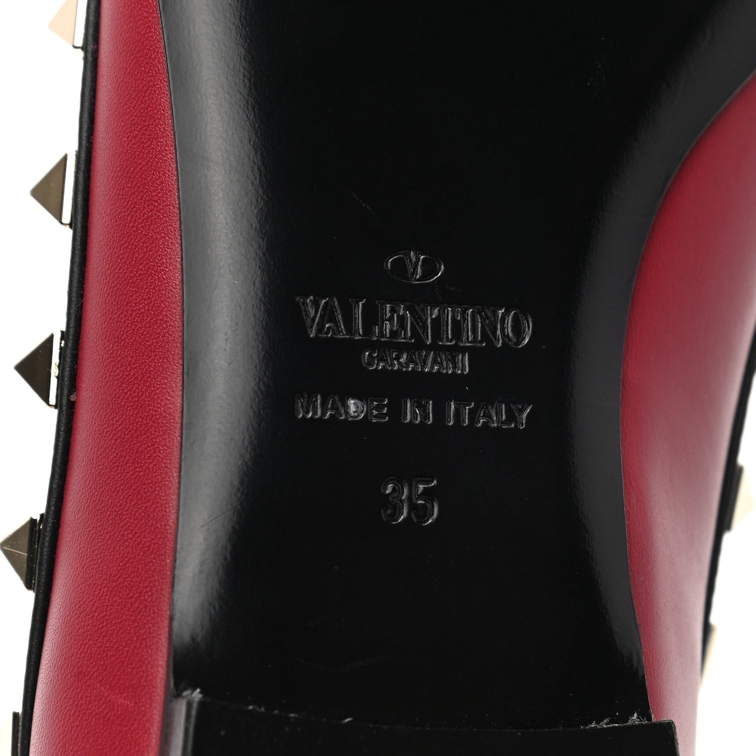 Valentino Garavani Nappa Rockstud Ballerina Flats 35 Scarlet Black 8 of 10