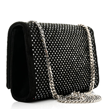 Saint Laurent Velvet Crystal Studded Monogram Small Kate Satchel Black 3 of 10