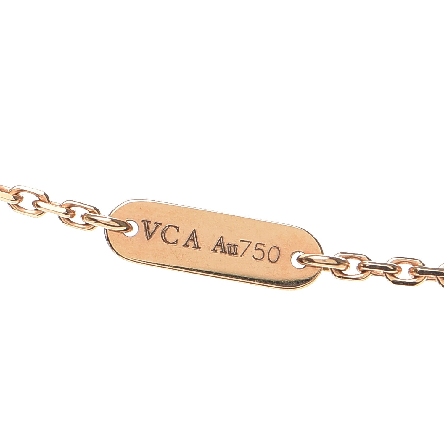 Van Cleef & Arpels 18K Rose Gold Diamond Mother of Pearl Vintage Alhambra Pendant Necklace 6 of 7
