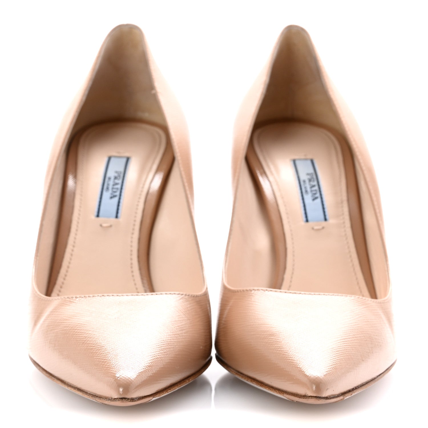 Prada Saffiano Patent Pumps 39.5 Cipria 3 of 10