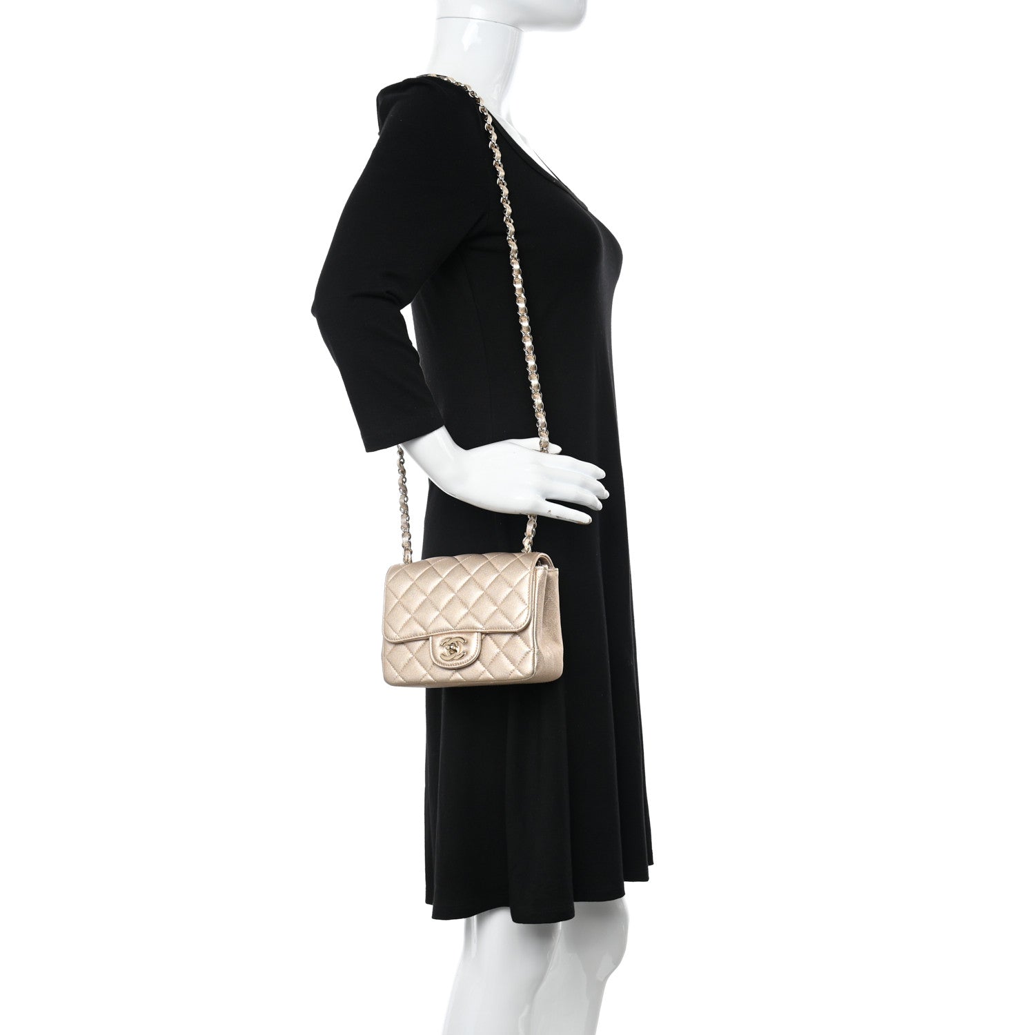 Chanel Metallic Lambskin Quilted Mini Square Flap Gold 2 of 10