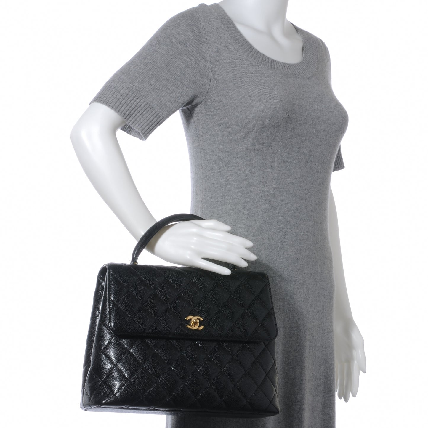 Caviar Kelly Jumbo Flap Bag Black
