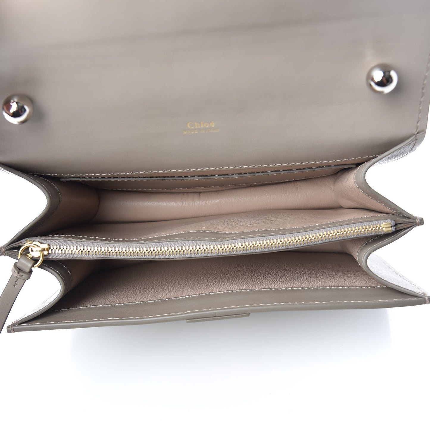 Shiny Goatskin Calfskin Aby Chain Shoulder Bag Motty Grey