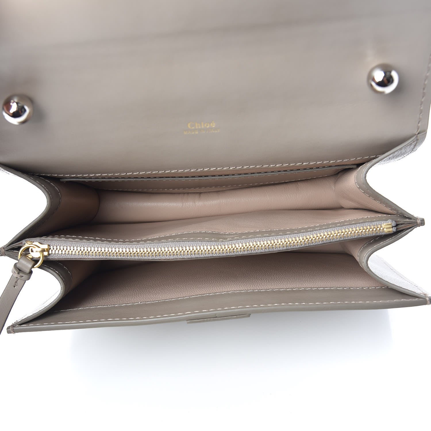 Chloe Shiny Goatskin Calfskin Aby Chain Shoulder Bag Motty Grey 7 of 9
