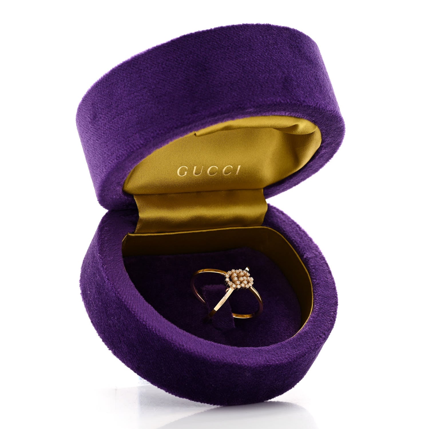Gucci 18K Yellow Gold Diamond Running G Cross Ring 57 8 6 of 6