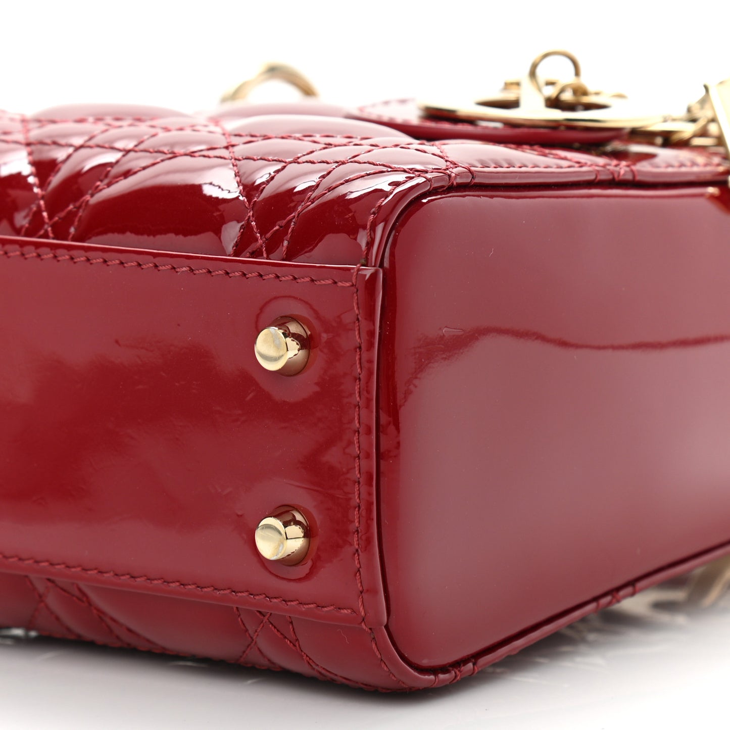 Patent Cannage Mini Lady Dior Red