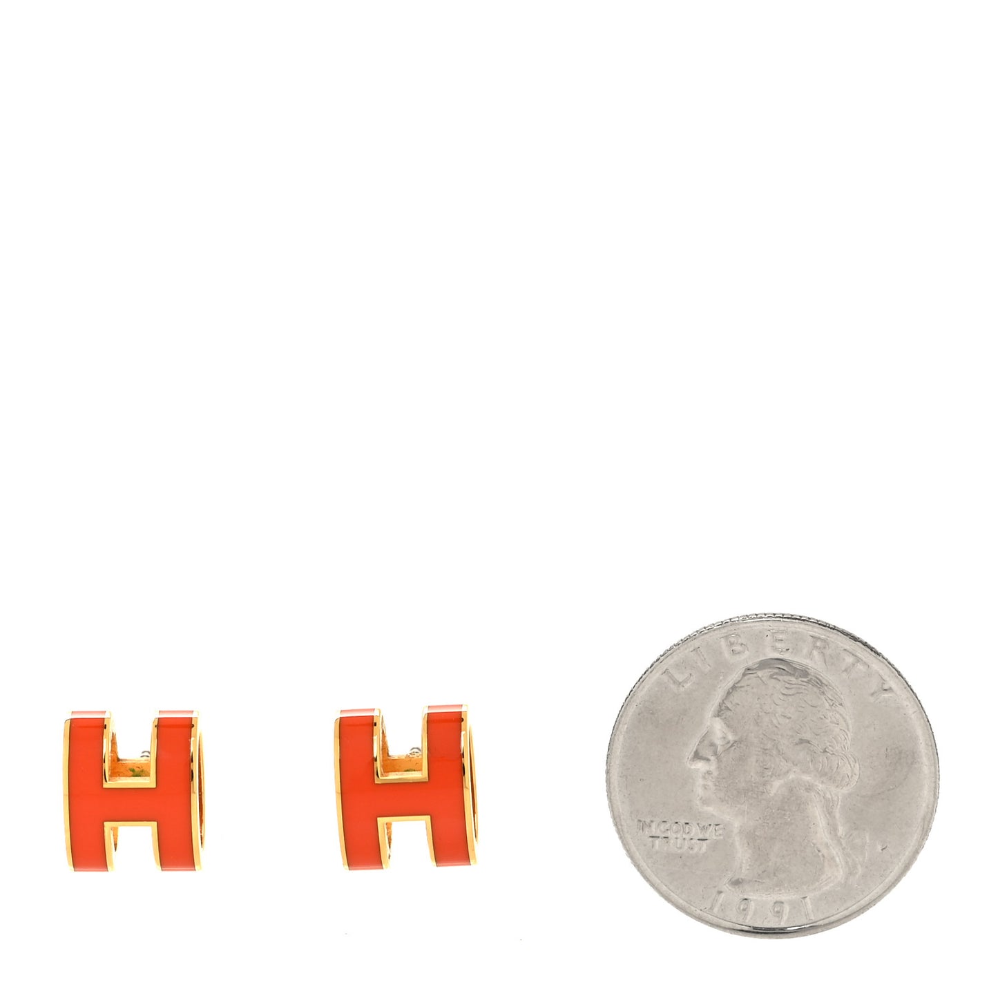 Gold Lacquered Pop H Earrings Orange