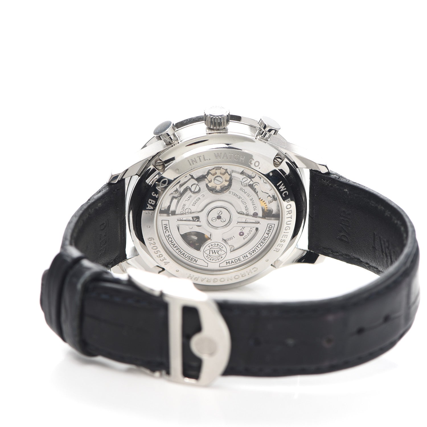 IWC Stainless Steel Alligator 41mm Portugieser Chronograph Automatic Watch Black IW371606 4 of 5