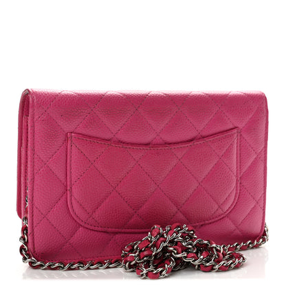 Chanel Caviar Enamel Quilted Wallet On Chain WOC Pink 3 of 14